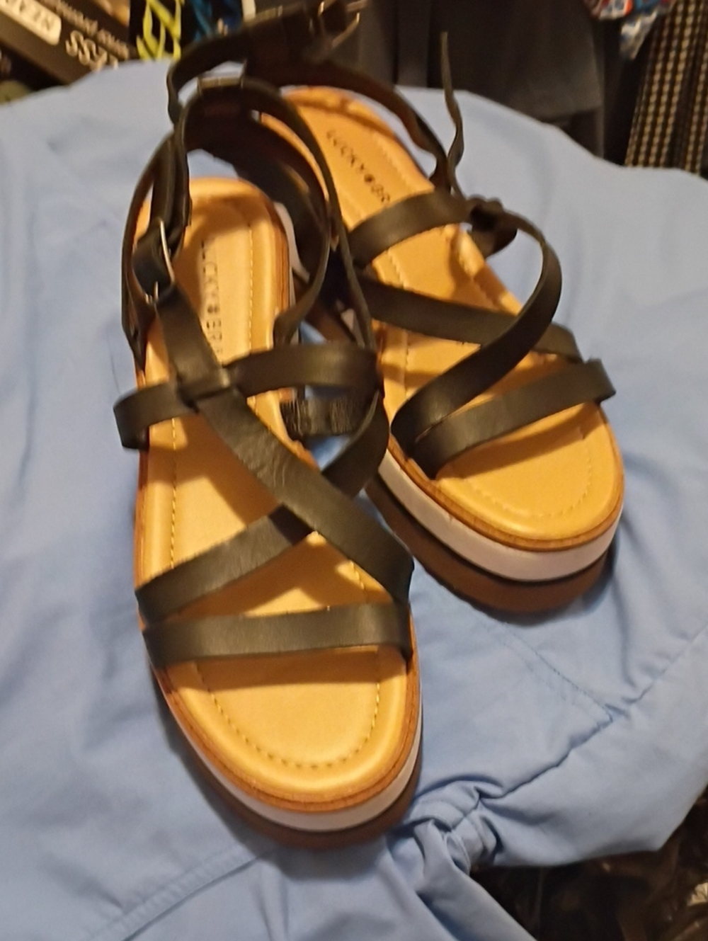 Lucky Brand Black Strappy Platform Sandals